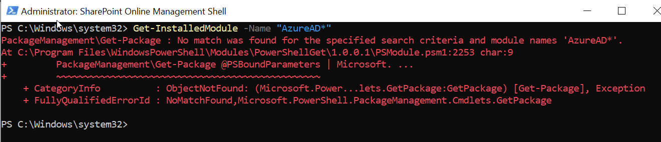 If you have not installed the Azure PowerShell then you will get this message