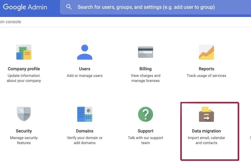 Migrate to G Suite (Google Apps)G Suite Admin console