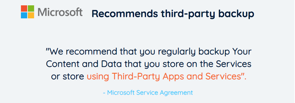 microsoft recommends ms365 backup