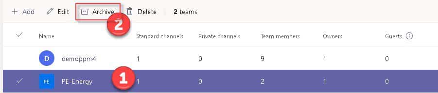 Microsoft Teams Archiving channel team chat