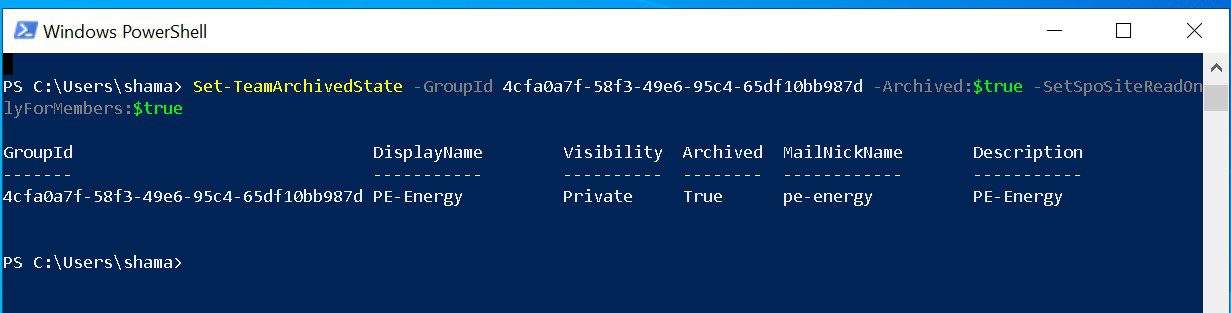 Setup Teams Archive using powershell