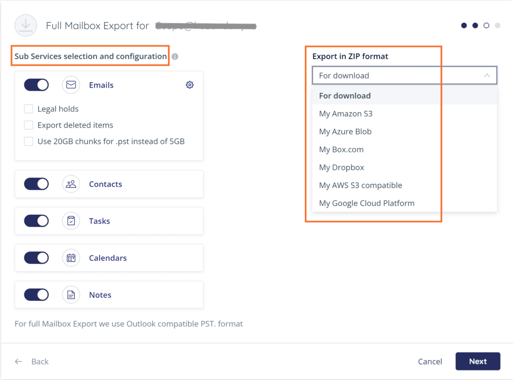 Export Exchange Microsoft office 365 Mailbox to PST